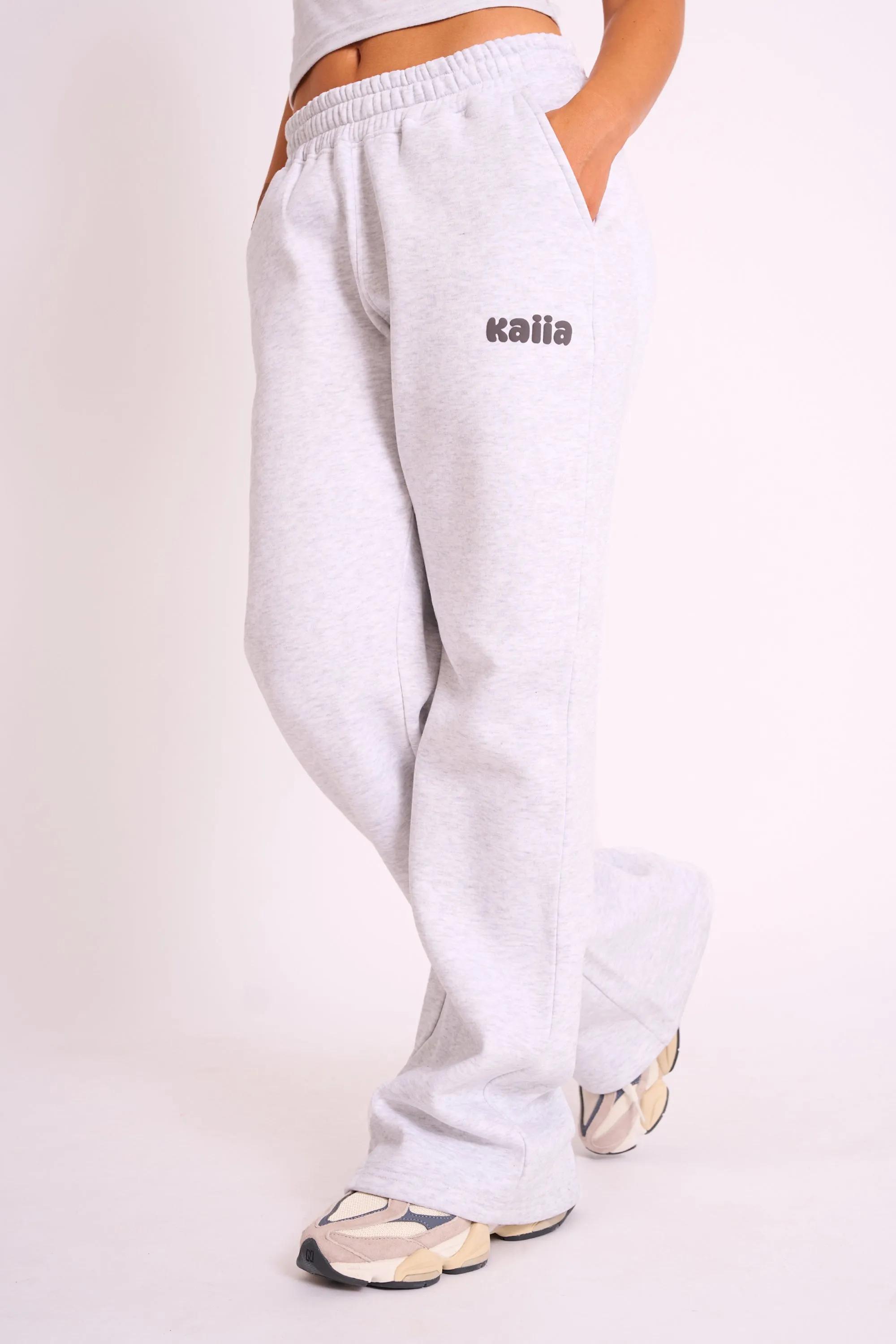Kaiia Studio Bubble Logo Wide Leg Jogger Grey Marl sold by Public Desire product image thumbnail 3