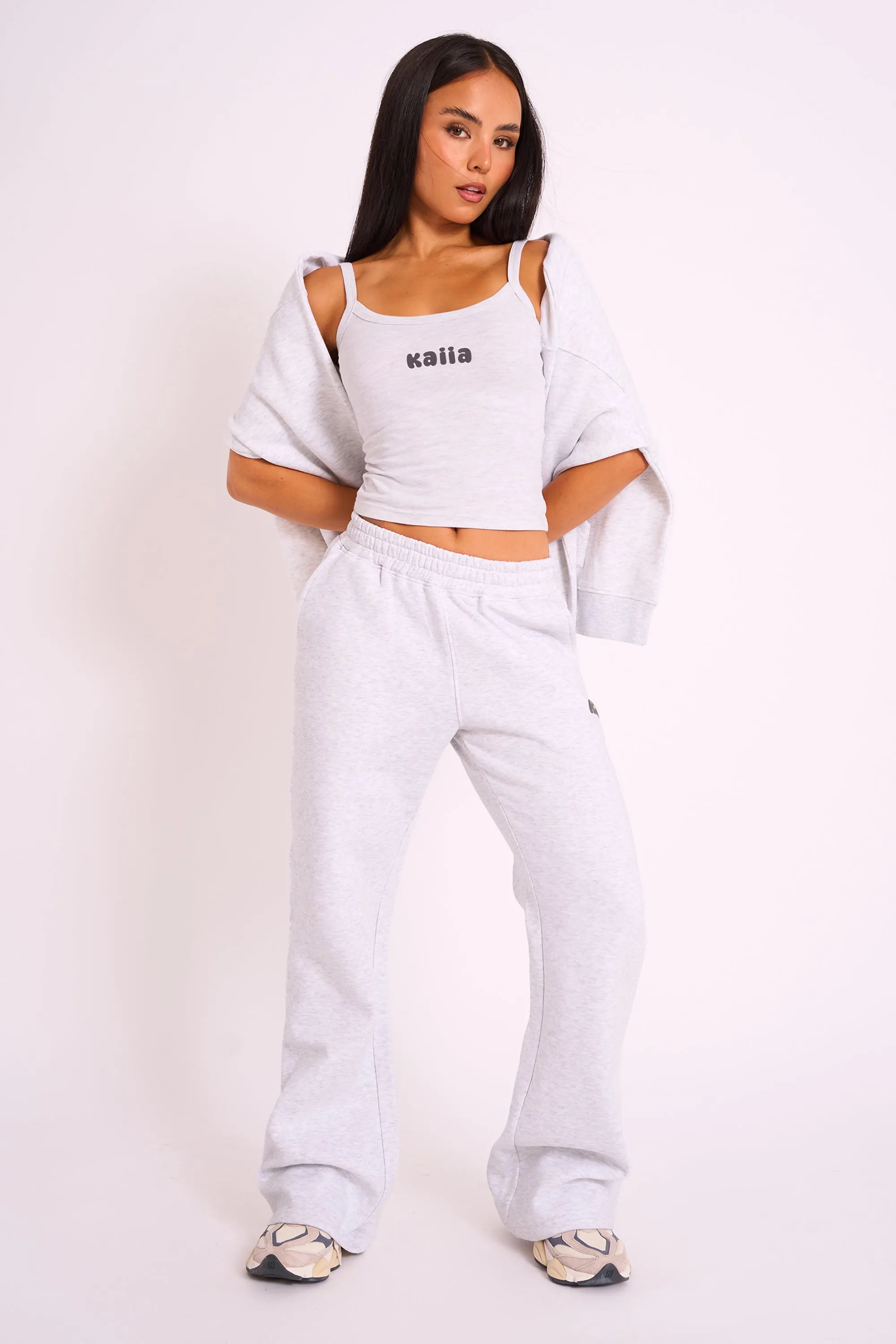 Kaiia Studio Bubble Logo Wide Leg Jogger Grey Marl sold by Public Desire