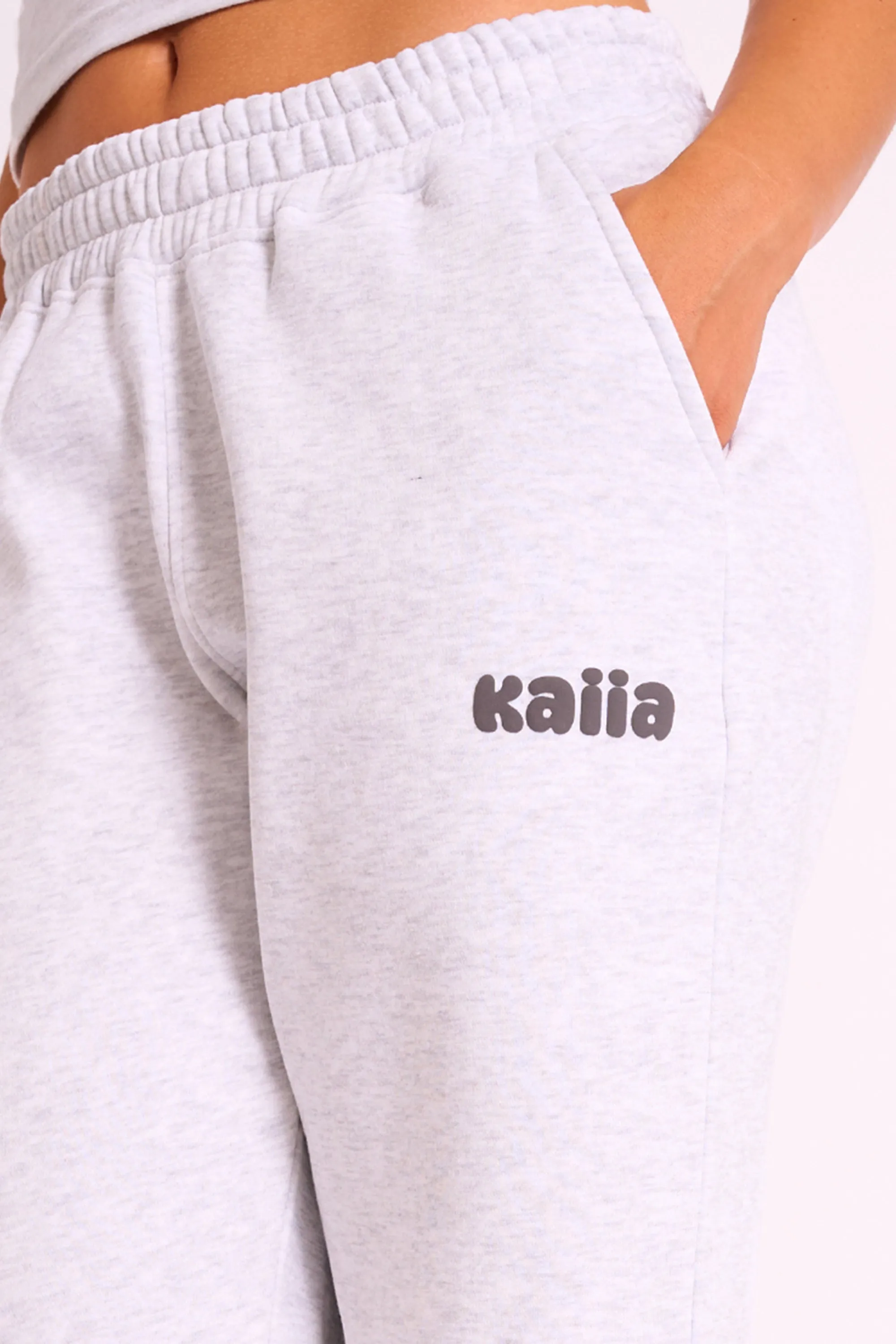 Kaiia Studio Bubble Logo Wide Leg Jogger Grey Marl sold by Public Desire product image thumbnail 2