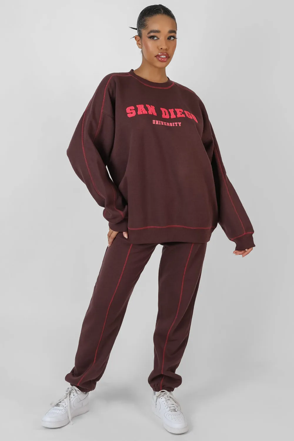 Contrast Stitch 90'S Joggers Aubergine sold by Public Desire product image thumbnail 2