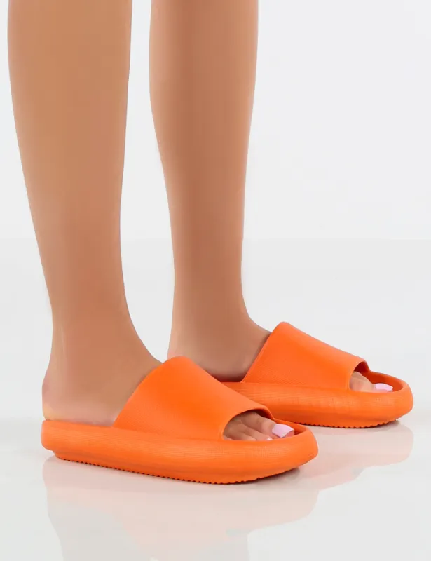 Solar Orange Rubber Flat Sliders sold by Public Desire