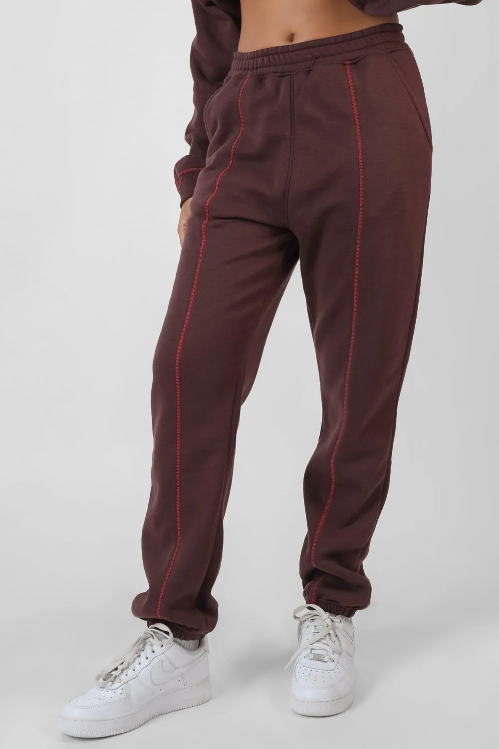 Contrast Stitch 90'S Joggers Aubergine sold by Public Desire product image thumbnail 4