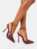 Idol Burgundy Patent Buckle Strappy Detail Stiletto Court High Heels sold by Public Desire