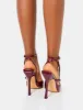 Idol Burgundy Patent Buckle Strappy Detail Stiletto Court High Heels sold by Public Desire