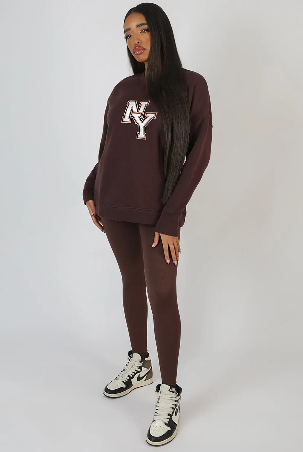 Ny Oversized Sweatshirt Chocolate sold by Public Desire product image thumbnail 4