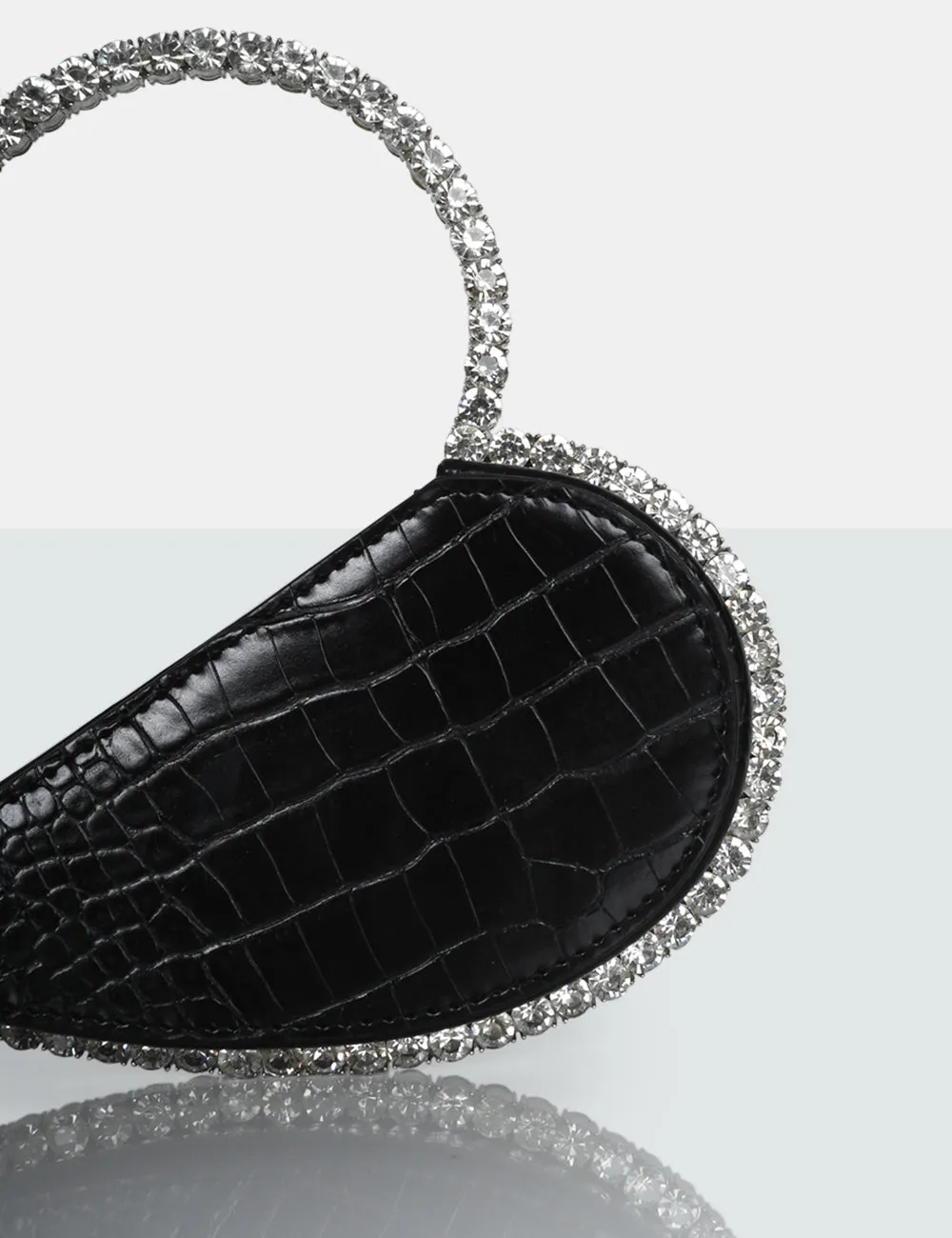 The Zee Black Croc Diamante Love Heart Grab Bag sold by Public Desire product image thumbnail 3