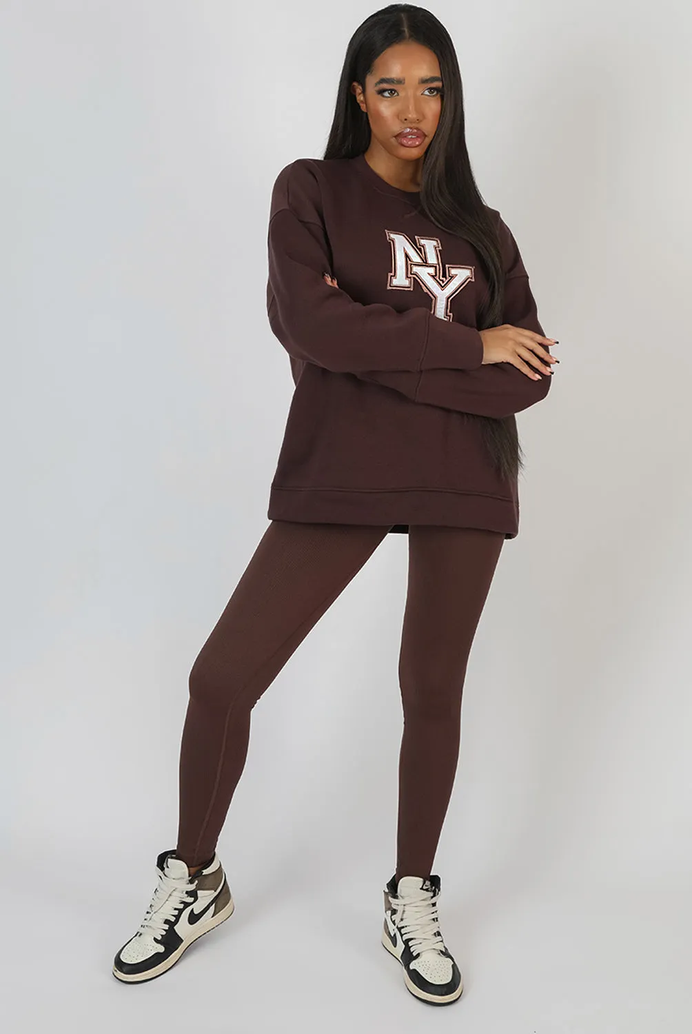 Ny Oversized Sweatshirt Chocolate sold by Public Desire product image thumbnail 2