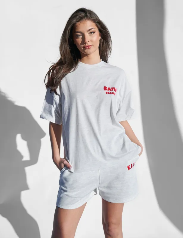 Kaiia Design Oversized Top Light Grey Marl and Red sold by Public Desire