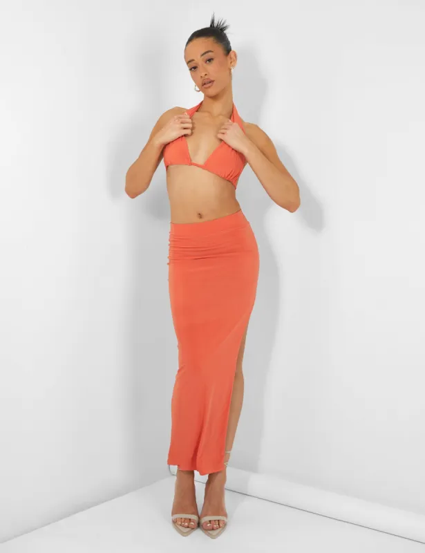 Slinky Midaxi Skirt Orange sold by Public Desire