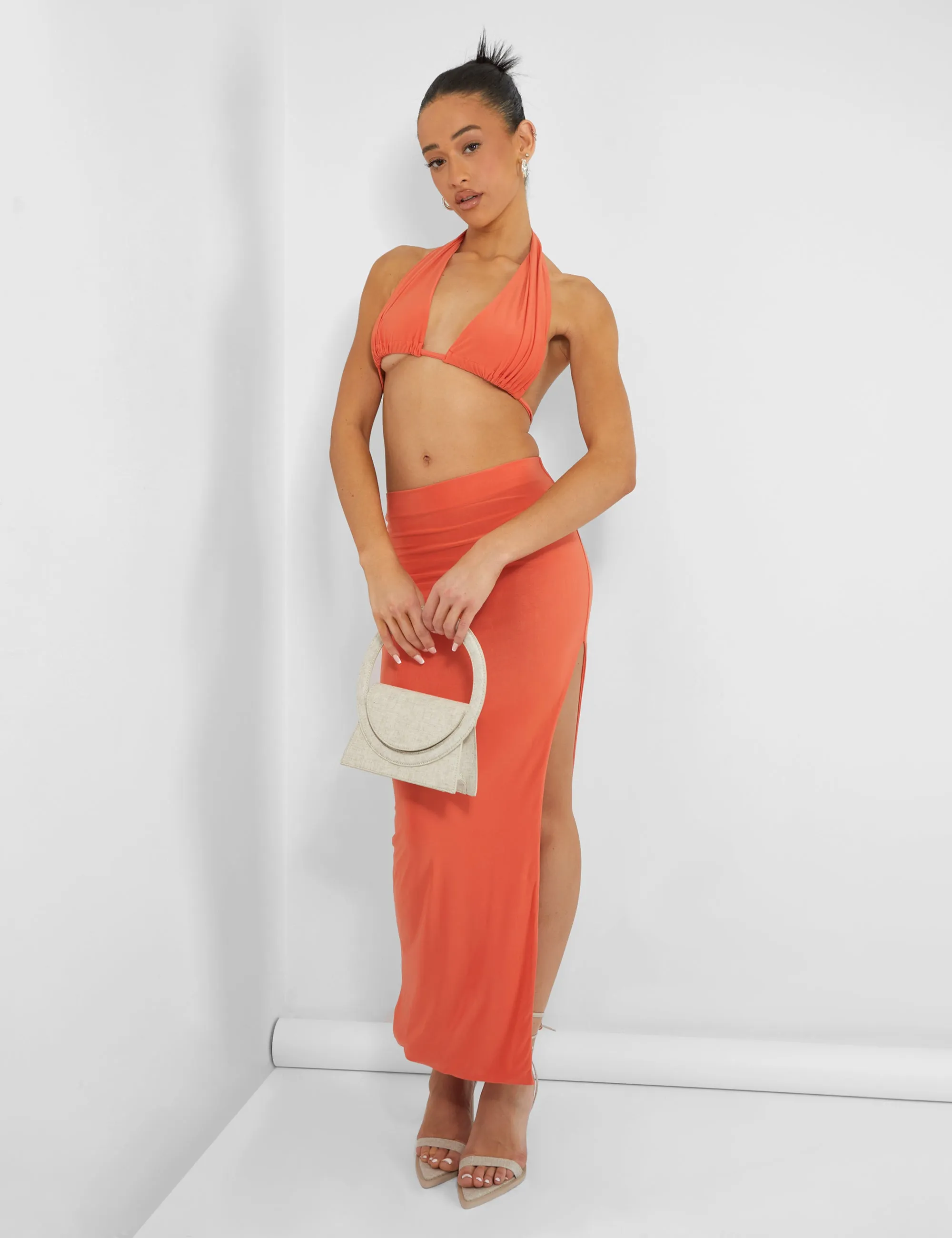Slinky Midaxi Skirt Orange sold by Public Desire product image thumbnail 2