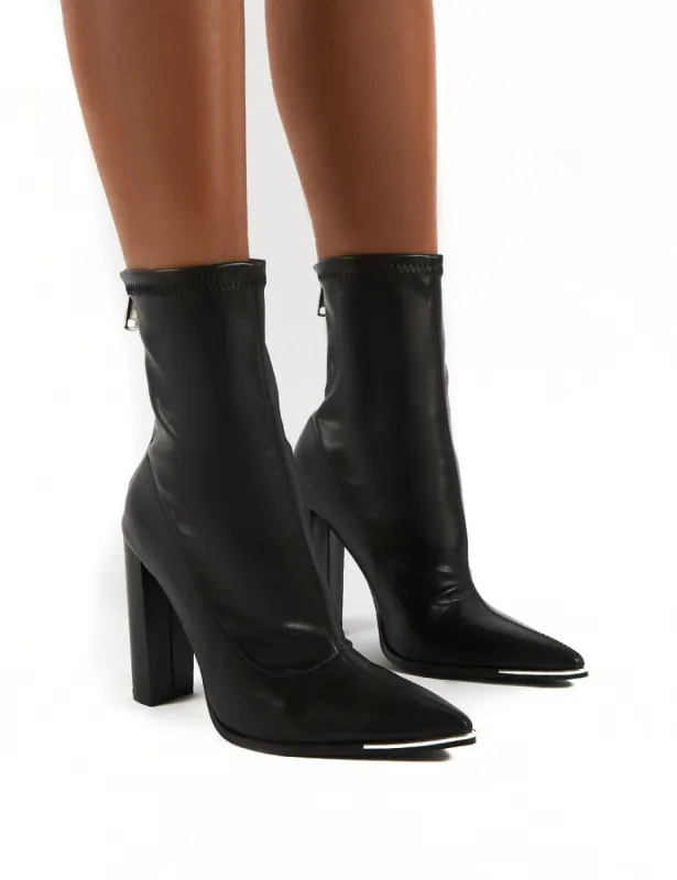 Affection Black PU Block Heeled Ankle Boots sold by Public Desire