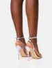 Monster Jam Cracked Silver Metal Detail Barely There Round Toe Stiletto Heels sold by Public Desire