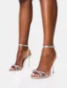 Monster Jam Cracked Silver Metal Detail Barely There Round Toe Stiletto Heels sold by Public Desire