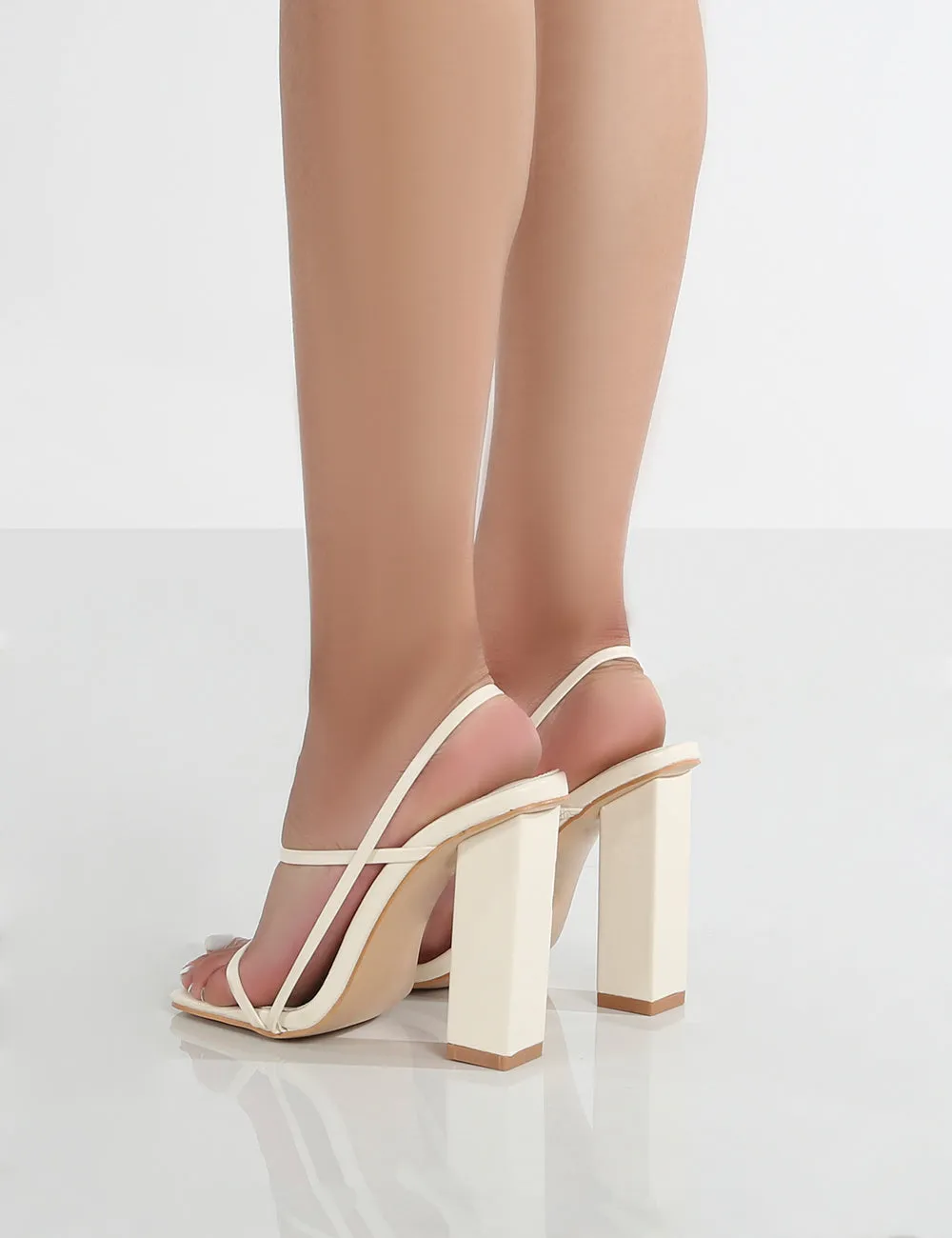 Halley Wide Fit Off White PU Strappy Block Heels sold by Public Desire product image thumbnail 2