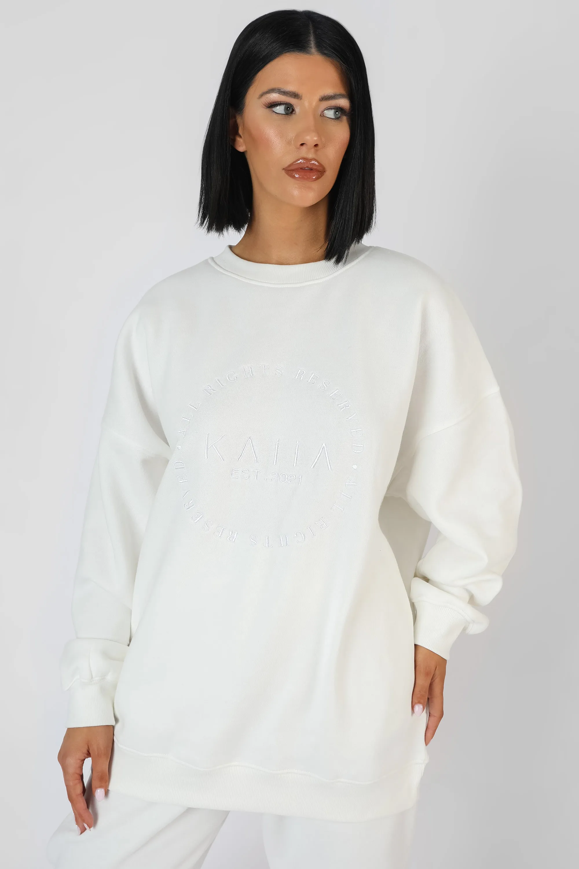 Tonal Embroidery Sweatshirt Ecru sold by Public Desire product image thumbnail 3