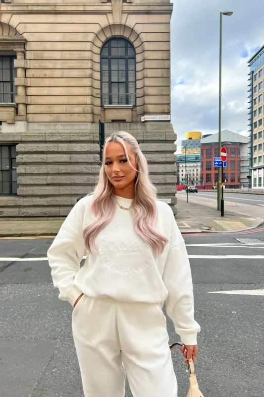 Tonal Embroidery Sweatshirt Ecru sold by Public Desire