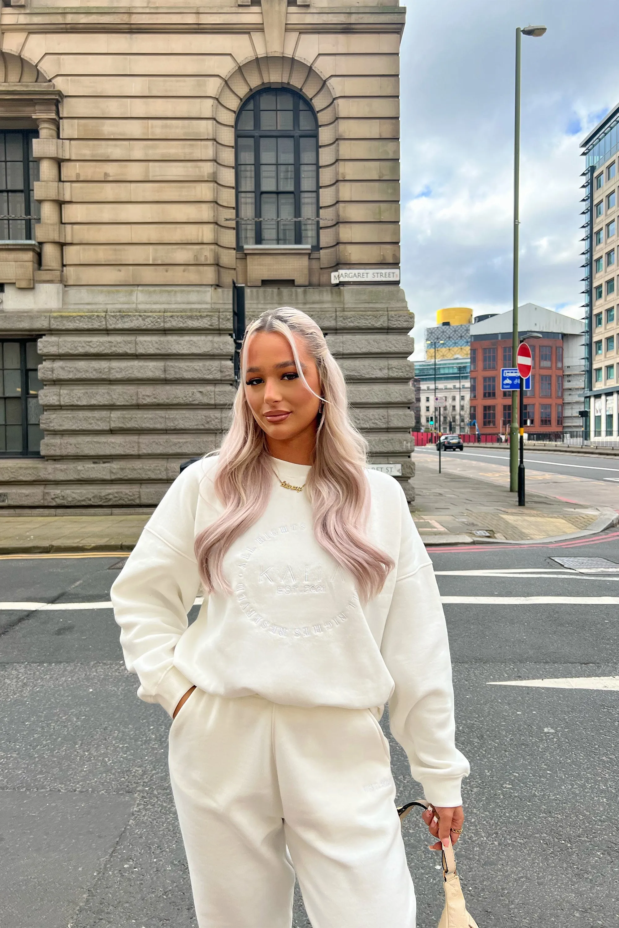 Tonal Embroidery Sweatshirt Ecru sold by Public Desire