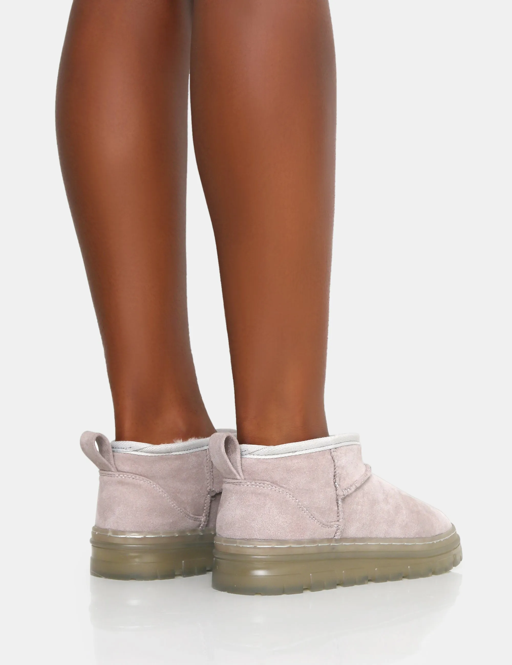 Bambi Light Grey Faux Suede Ultra Mini Ankle Boots sold by Public Desire product image thumbnail 2