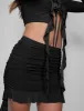 Frill Detail Ruched Mini Skirt Black sold by Public Desire