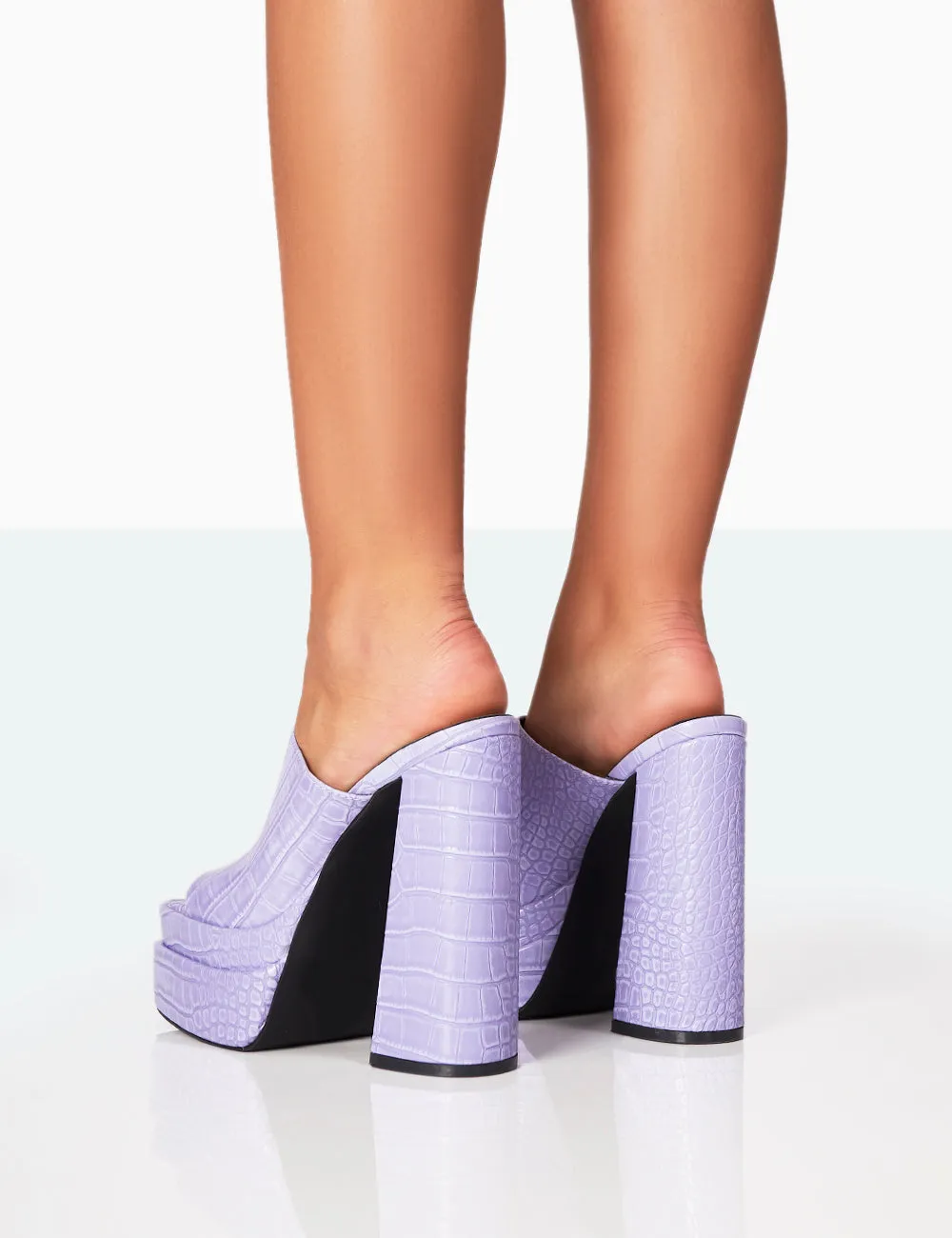 Skyhigh Neon Purple Croc Chunky Platform High Heeled Mules sold by Public Desire product image thumbnail 2