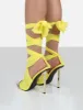 Huni Yellow Ribbon Tie Up Gold Stiletto Heels sold by Public Desire