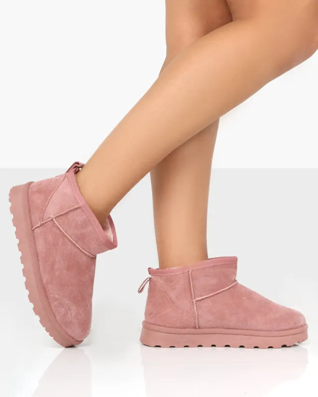 Flurry Pink Faux Suede Ultra Mini Ankle Boots sold by Public Desire