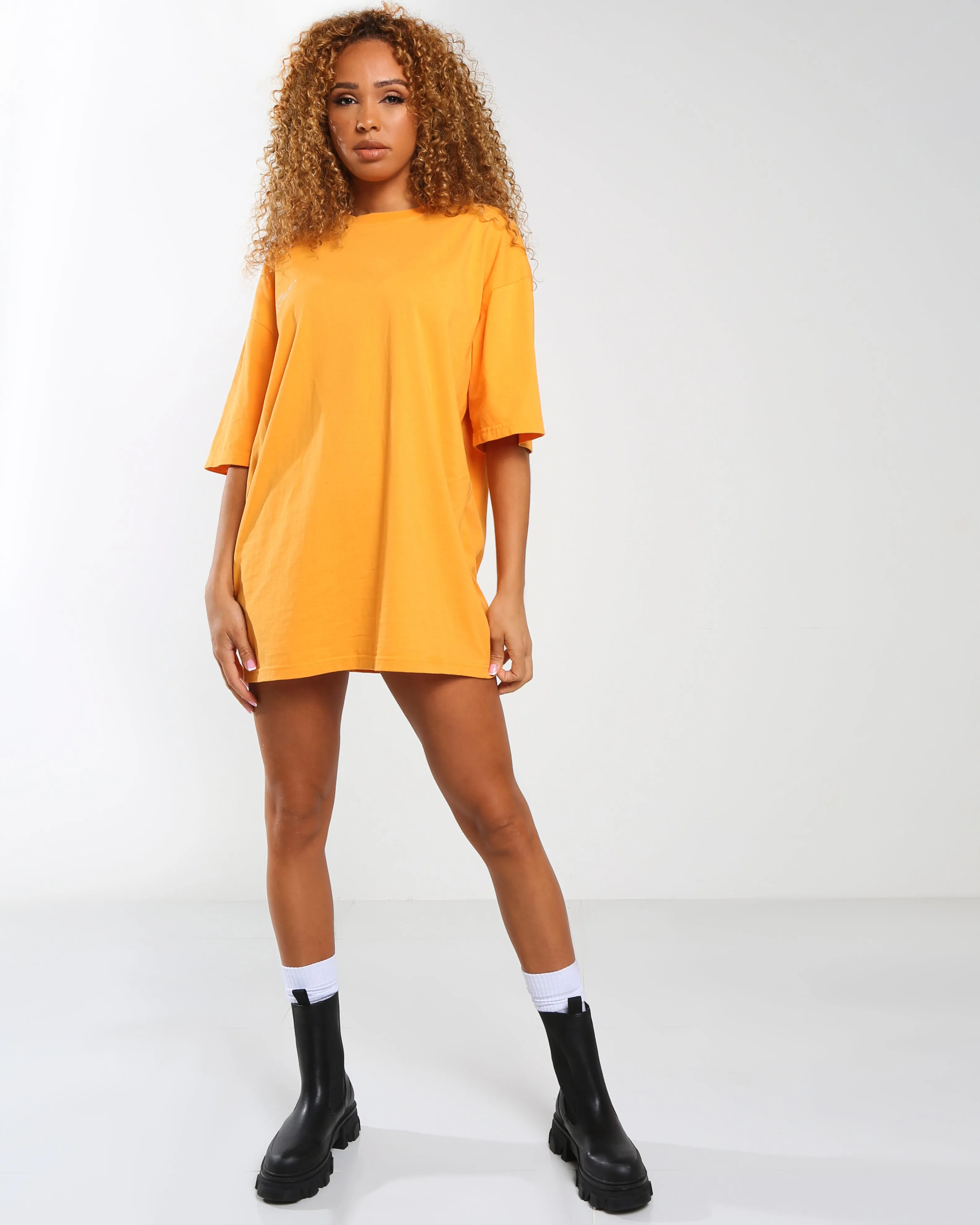 Amber x Public Desire graphic oversized tshirt dress in tangerine sold by Public Desire product image thumbnail 2