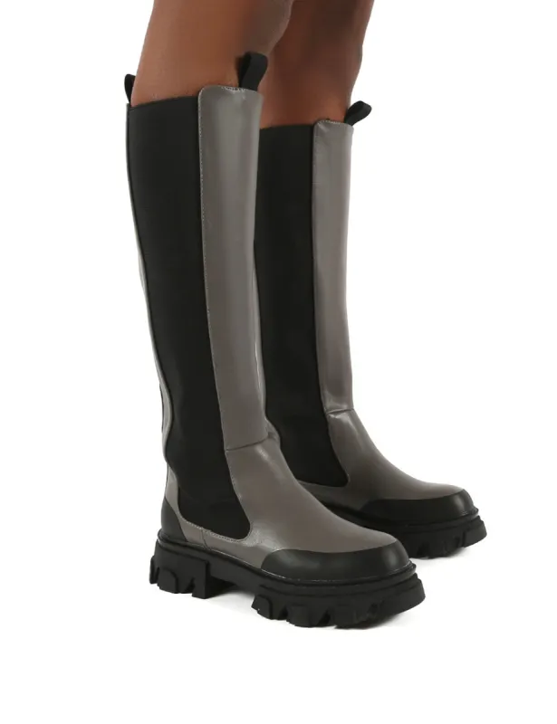 Monique Grey Chunky Sole Knee High Boots sold by Public Desire