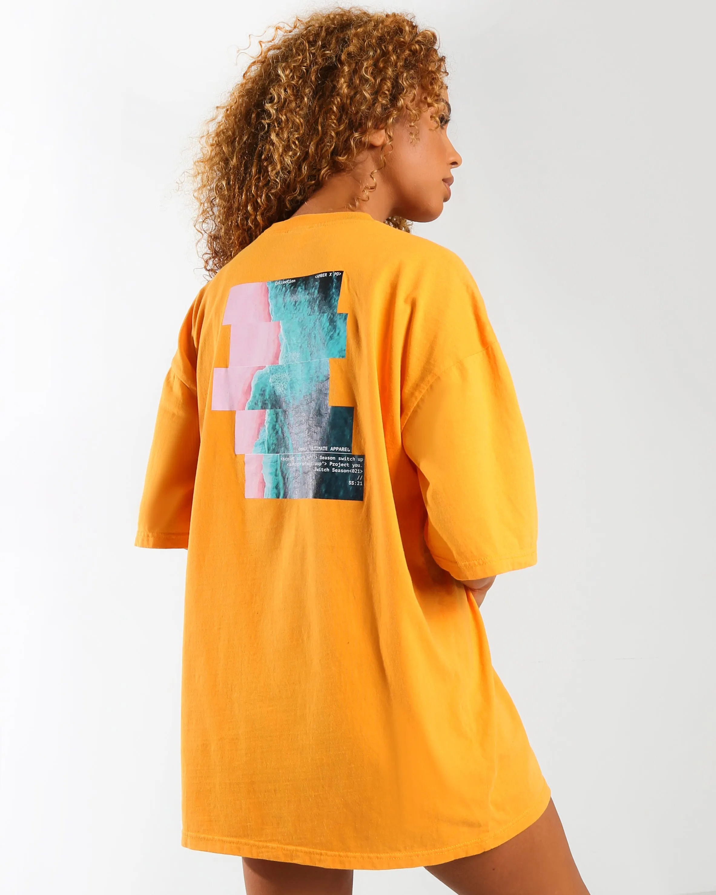 Amber x Public Desire graphic oversized tshirt dress in tangerine sold by Public Desire product image thumbnail 5
