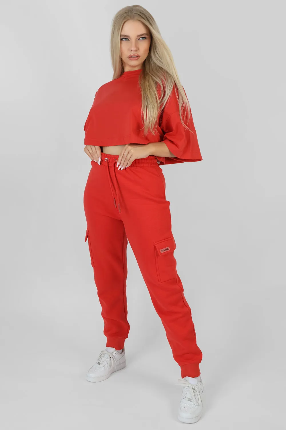 Exposed Seam Oversized Cropped T-Shirt Red sold by Public Desire