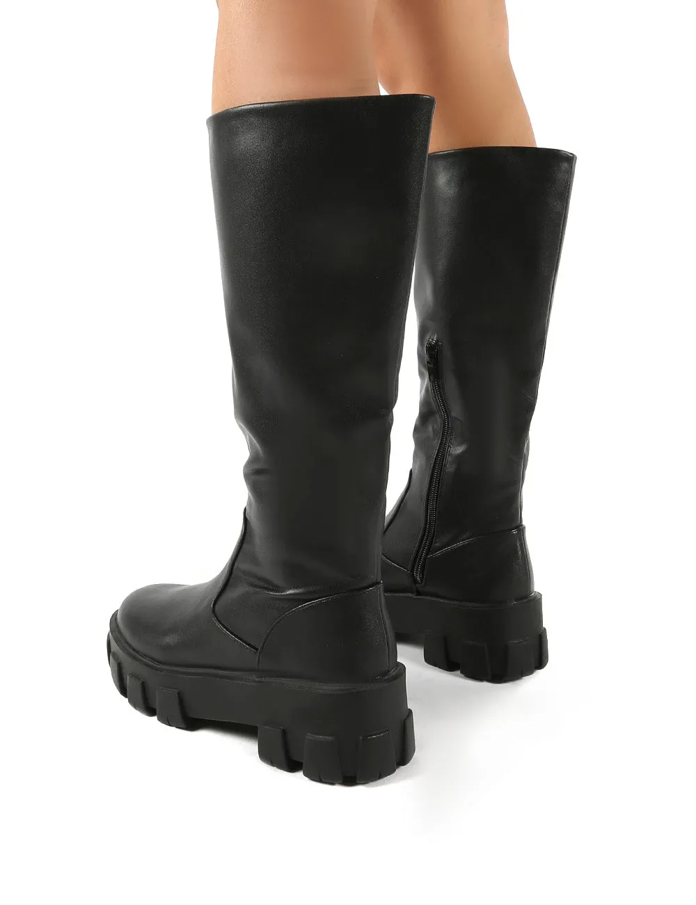 Karma Black Matte Chunky Sole Knee High Boots sold by Public Desire product image thumbnail 2