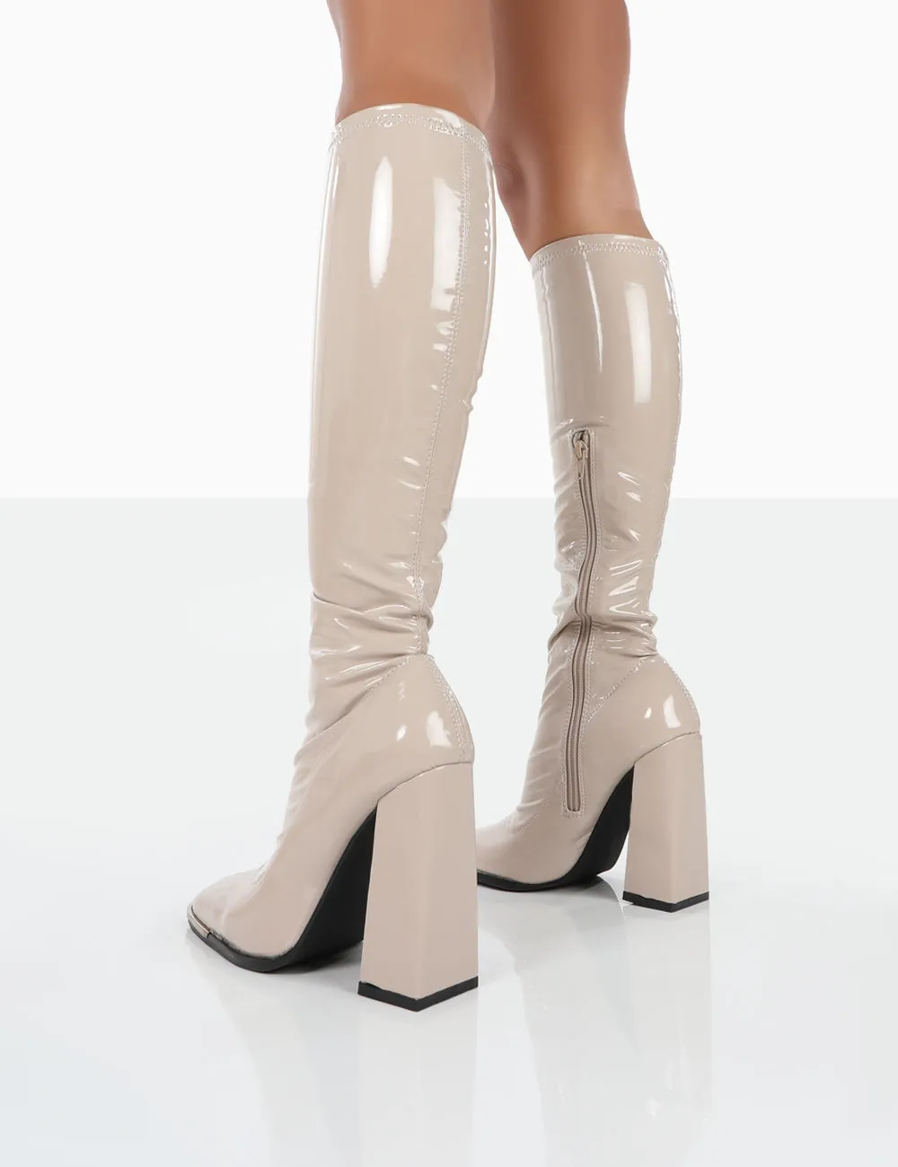 Caryn Nude Patent Nude High Heeled Boots sold by Public Desire product image thumbnail 2