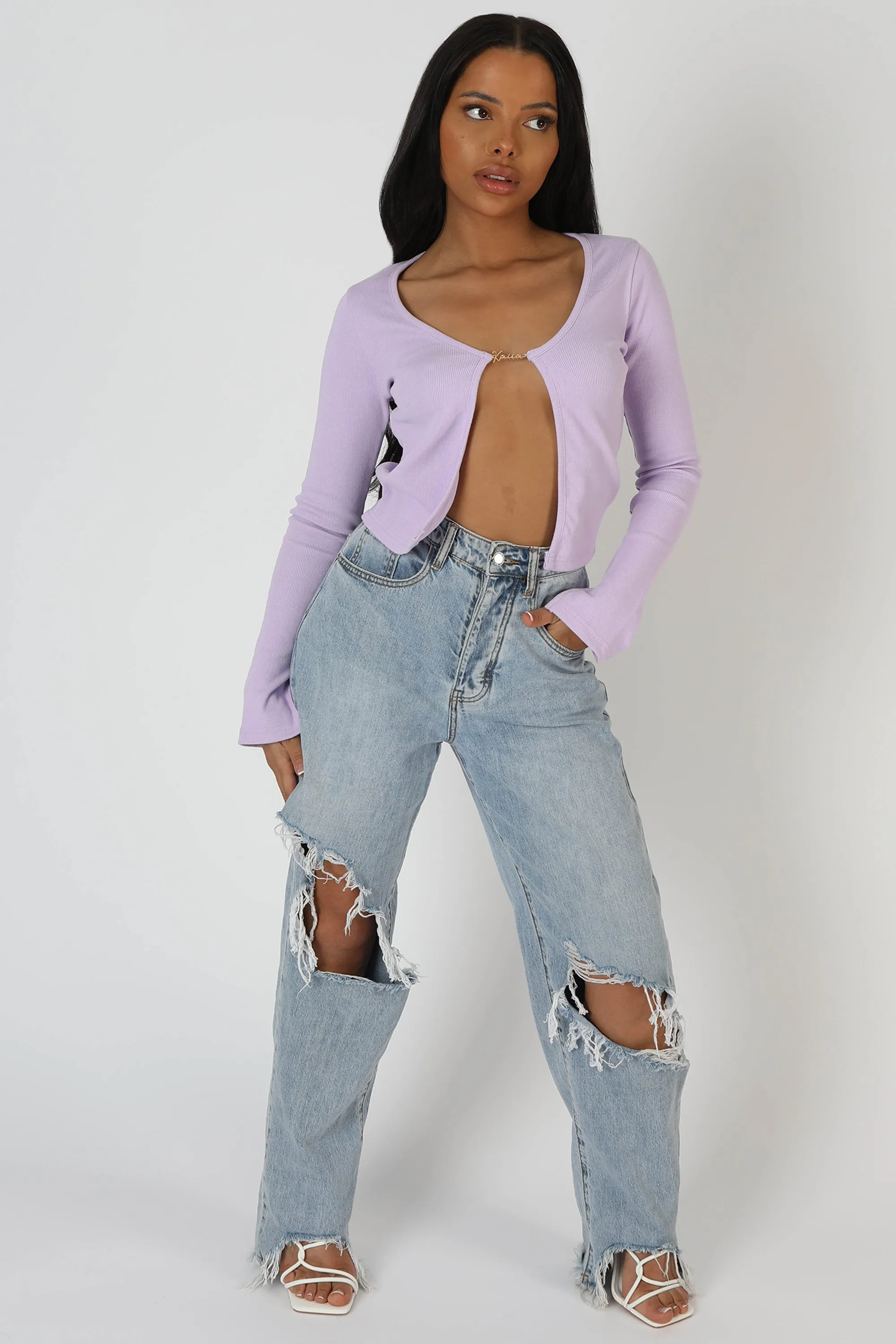 Kaiia Trim Ribbed Top Lilac sold by Public Desire product image thumbnail 2