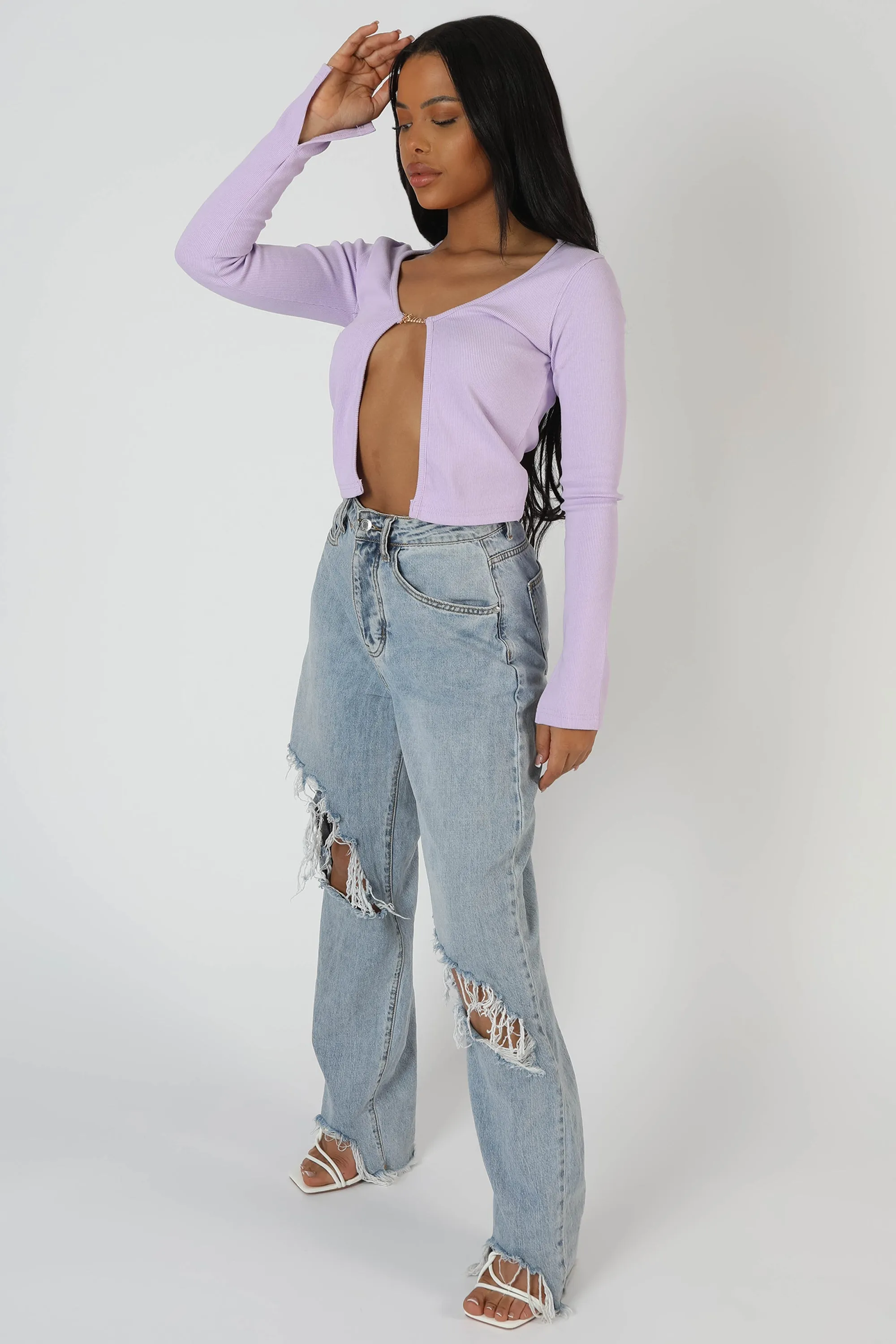 Kaiia Trim Ribbed Top Lilac sold by Public Desire product image thumbnail 3
