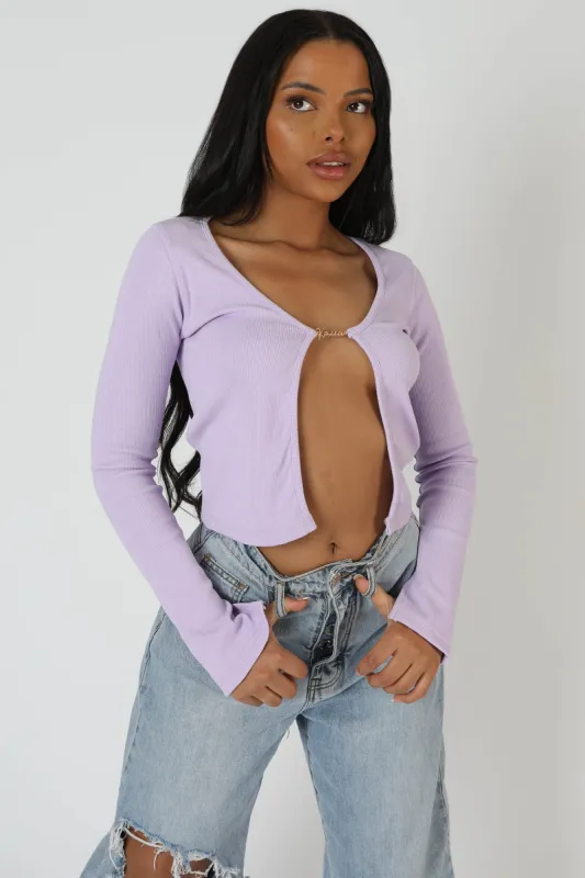 Kaiia Trim Ribbed Top Lilac sold by Public Desire