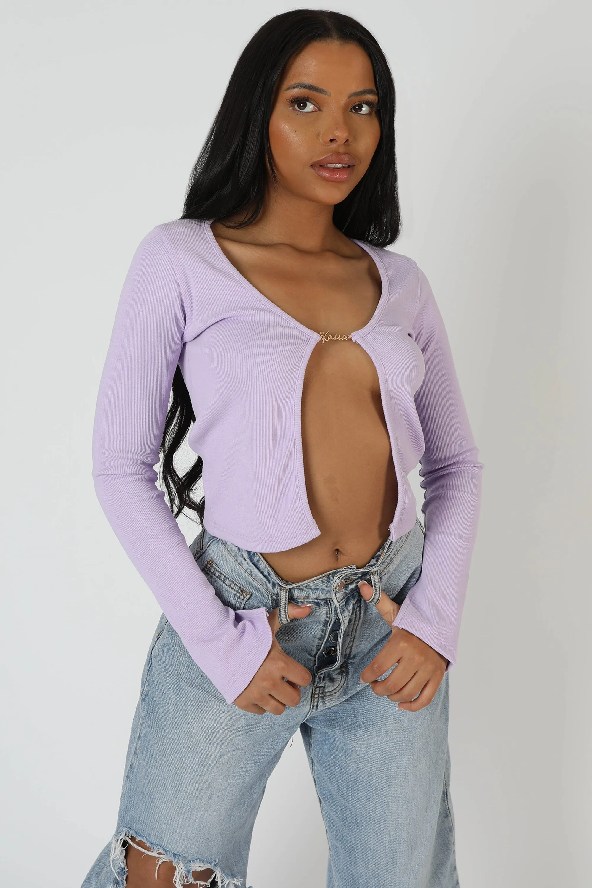 Kaiia Trim Ribbed Top Lilac sold by Public Desire