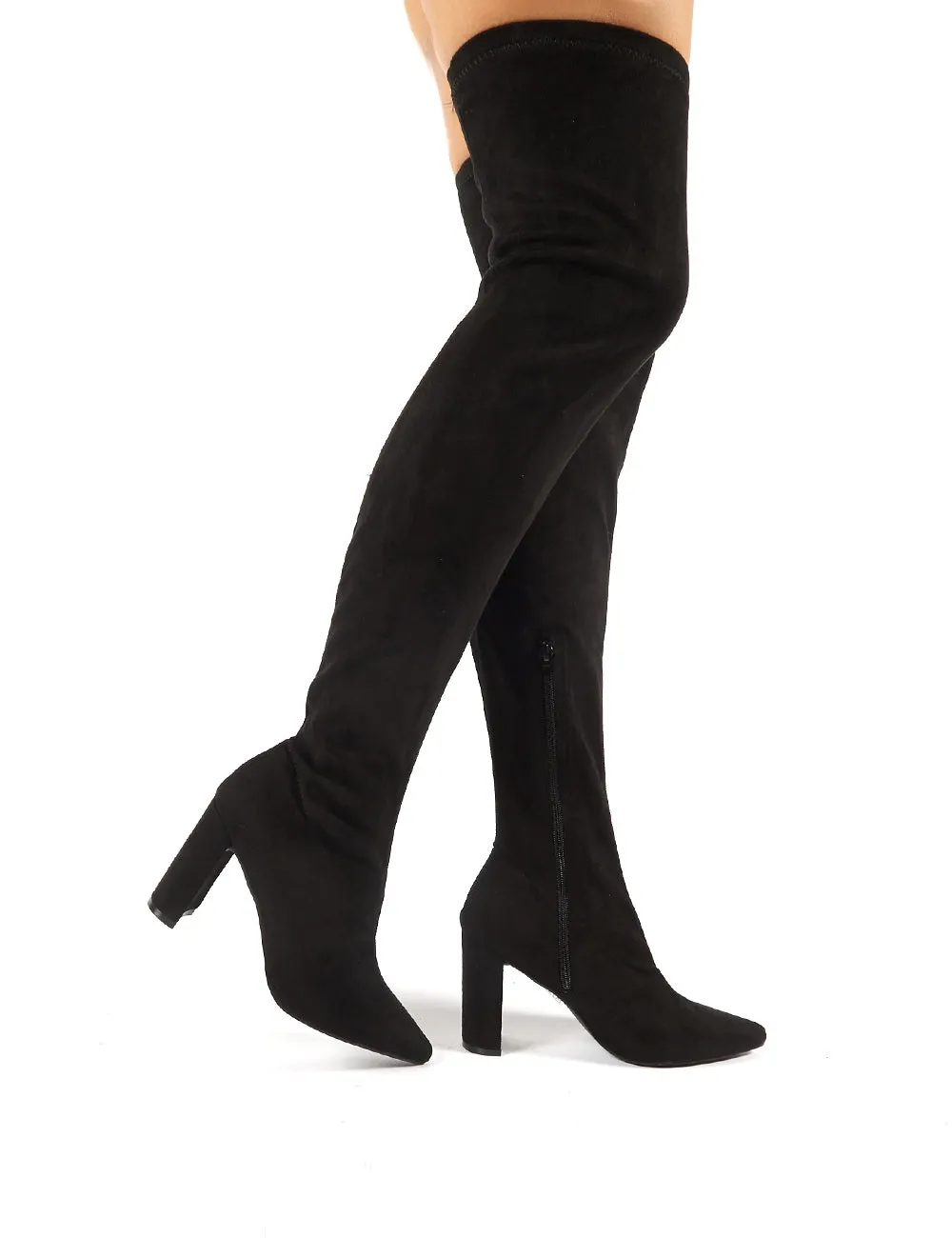 Scorch Black Faux Suede Over the Knee Heeled Boots sold by Public Desire product image thumbnail 3