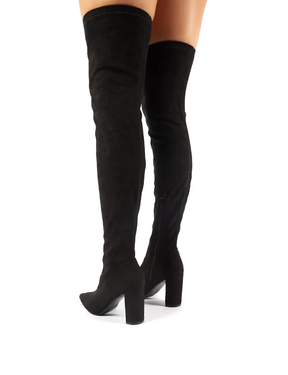 Scorch Black Faux Suede Over the Knee Heeled Boots sold by Public Desire product image thumbnail 4