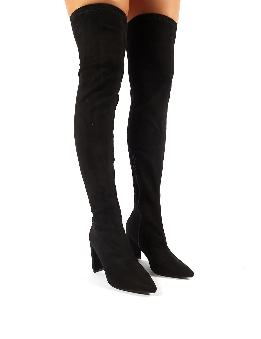 Scorch Black Faux Suede Over the Knee Heeled Boots sold by Public Desire product image thumbnail 2