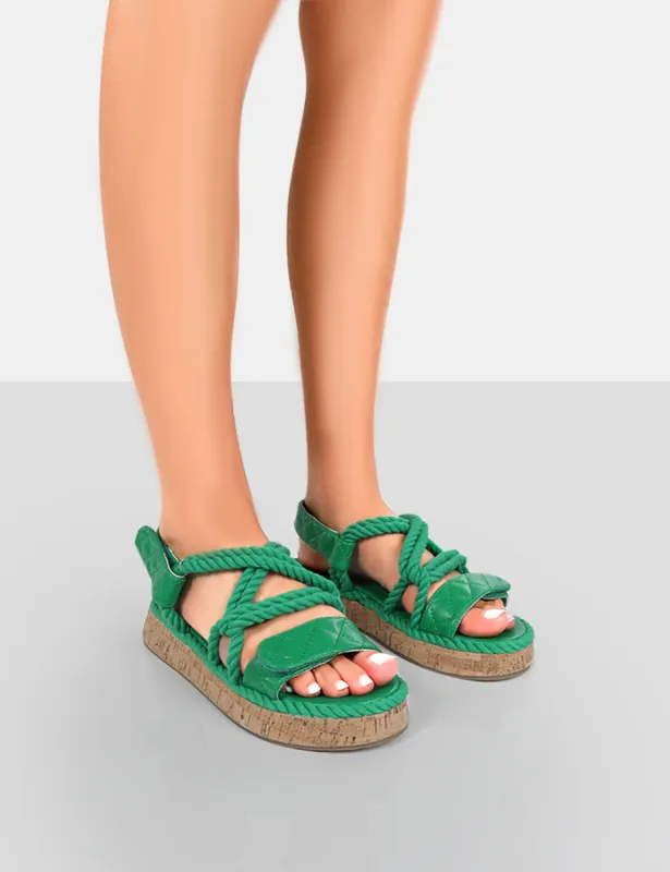 Miami Green Rope Flatform Lace Up Sandals sold by Public Desire