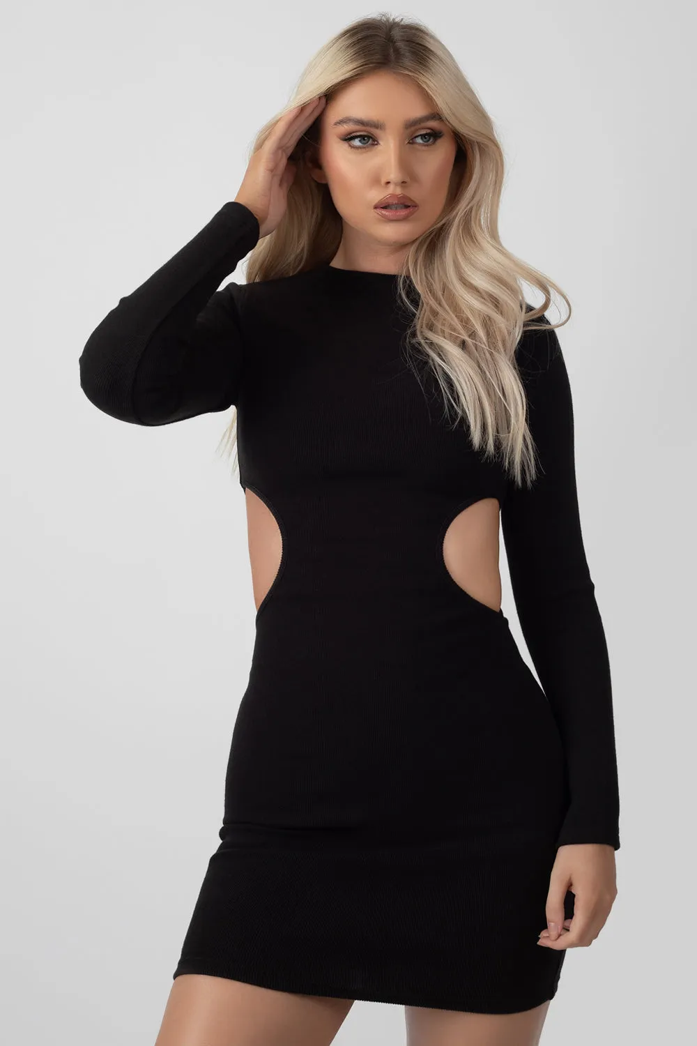 Ribbed Waist Cut Out Dress Black sold by Public Desire product image thumbnail 2