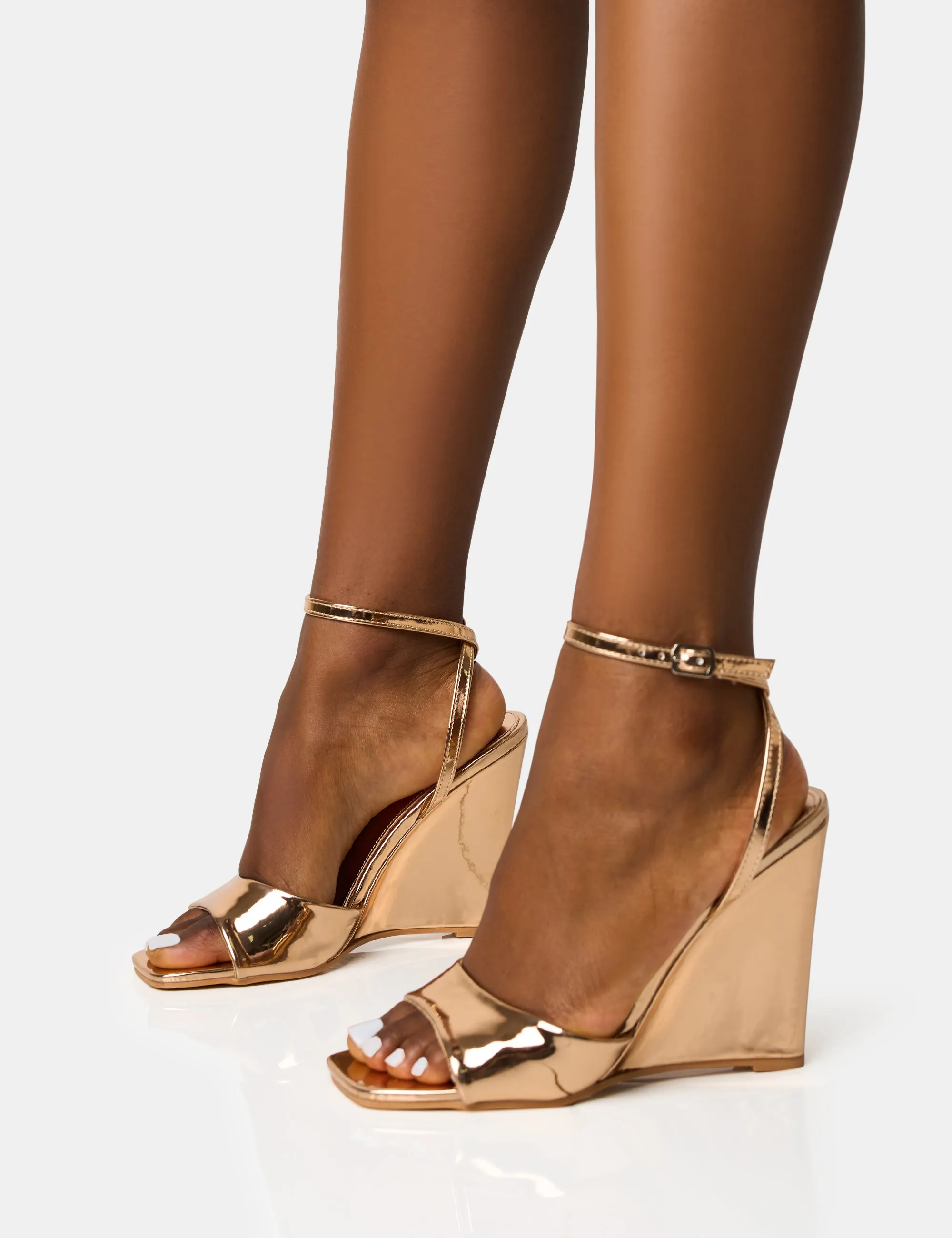 Connection Rose Gold Strappy Peep Toe Wedges sold by Public Desire product image thumbnail 3