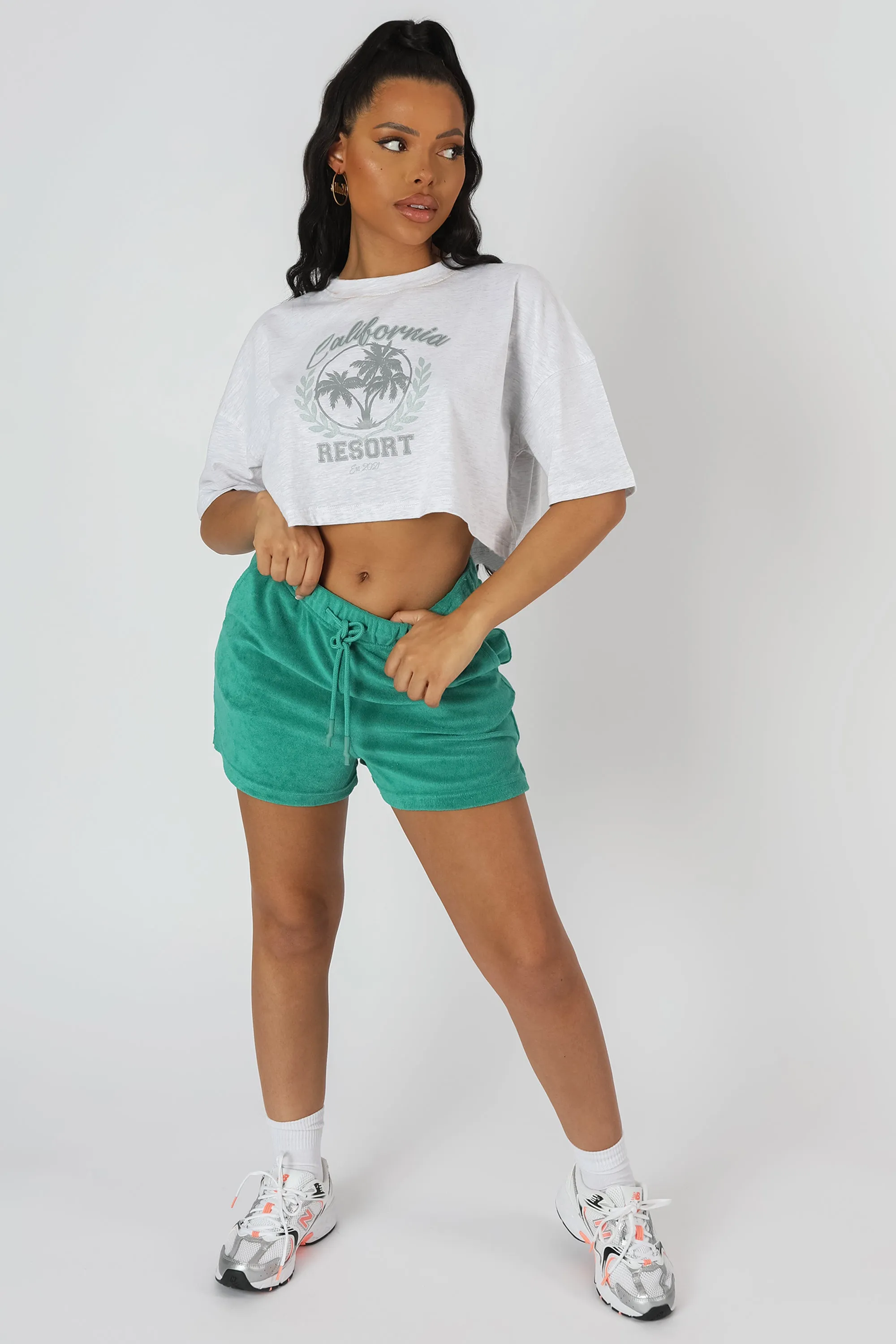 California Resort Cropped T-Shirt Oatmeal Marl sold by Public Desire product image thumbnail 3