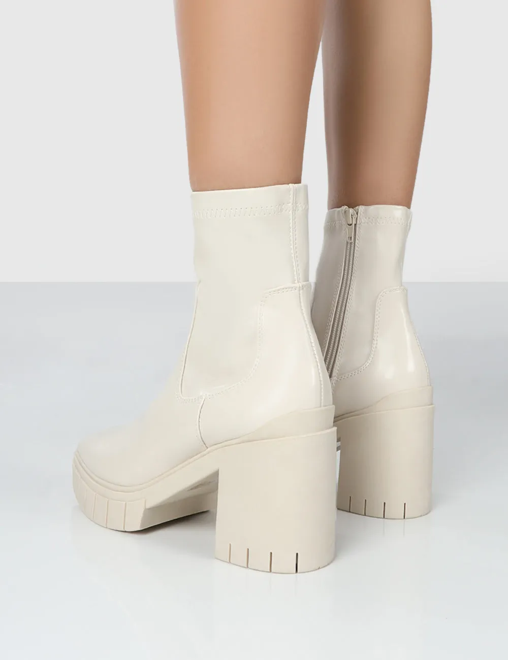 Obstacle Ecru Chunky Heeled Ankle Boots sold by Public Desire product image thumbnail 2