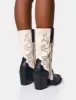 Texas Wide Fit Black and Ecru Western Block Heel Ankle Boots sold by Public Desire