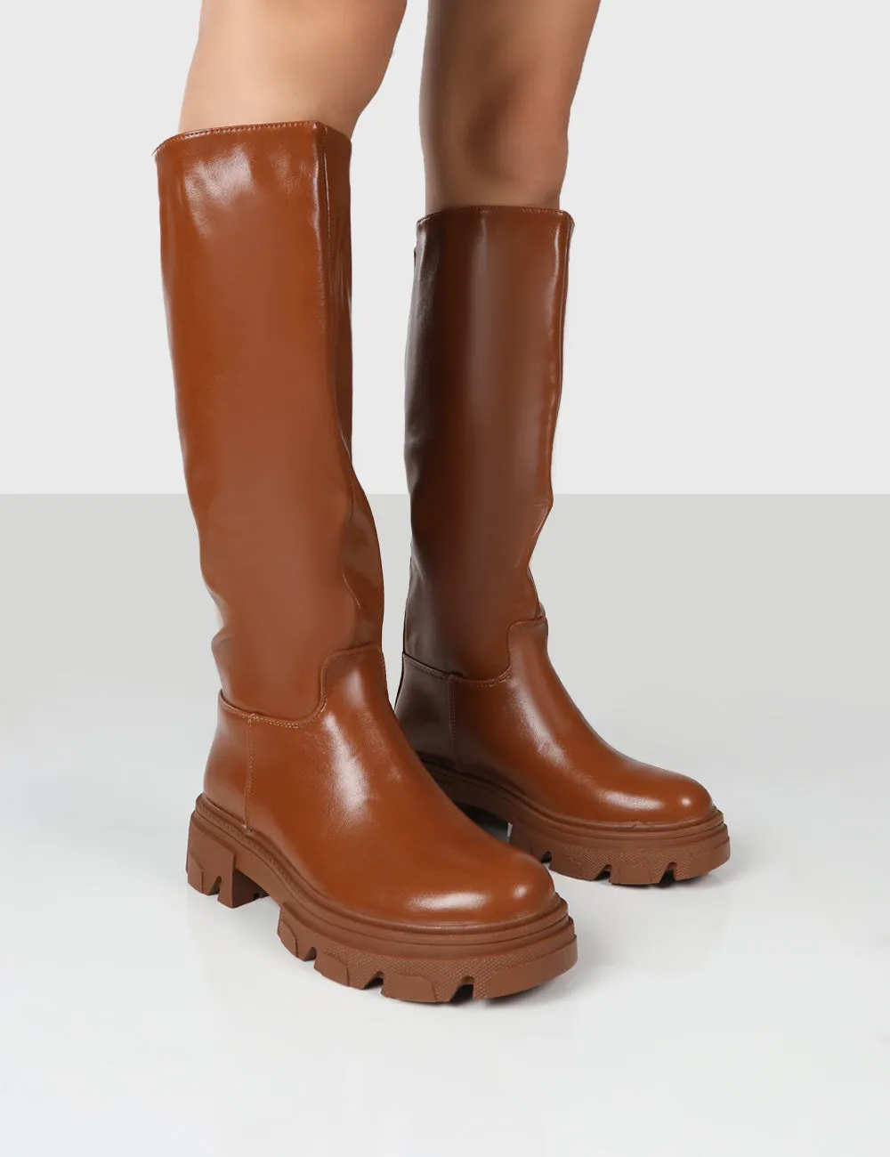 Sabrina Tan Knee High Chunky Sole Boots sold by Public Desire