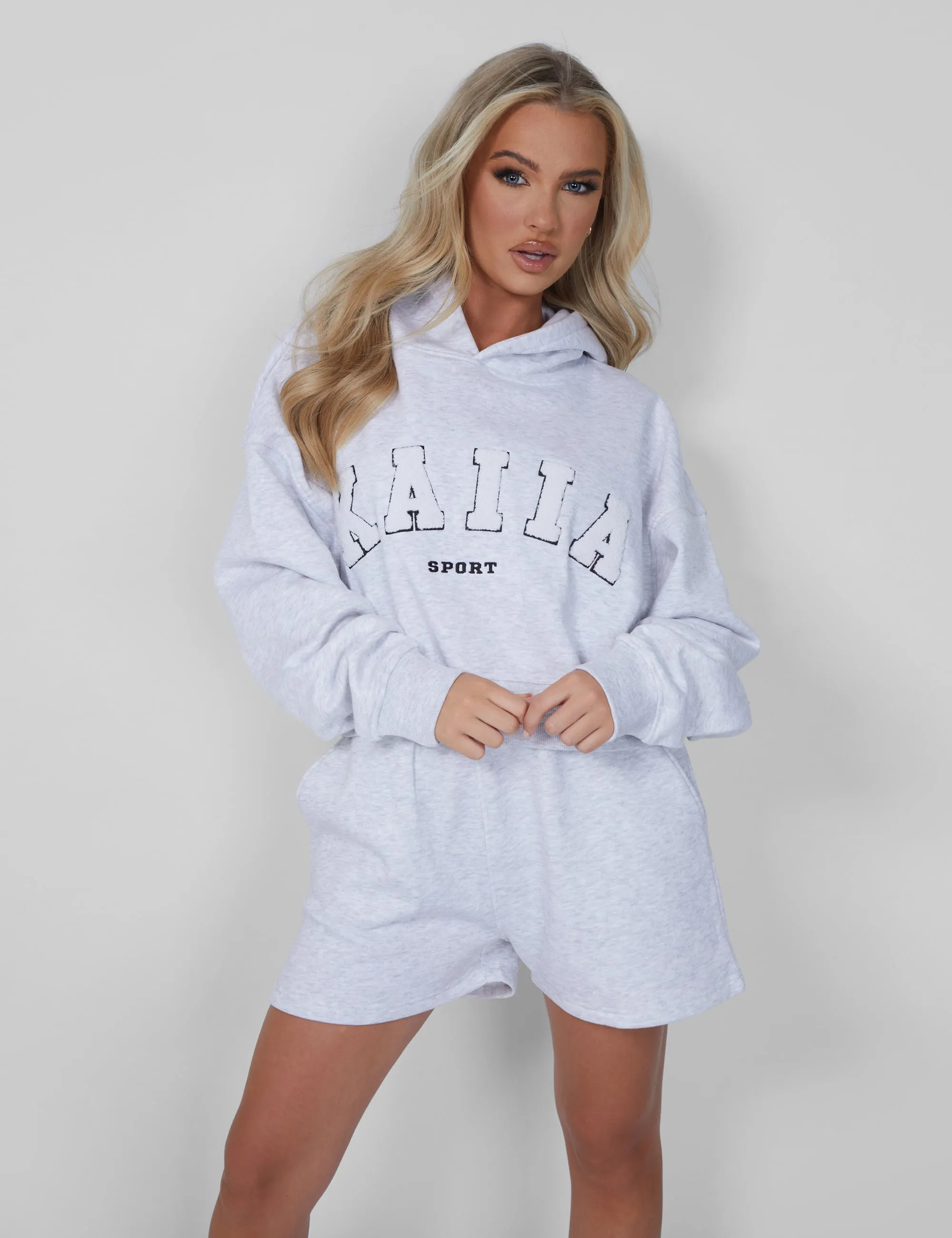Kaiia Oversized Crop Hoodie Light Grey Marl sold by Public Desire product image thumbnail 4