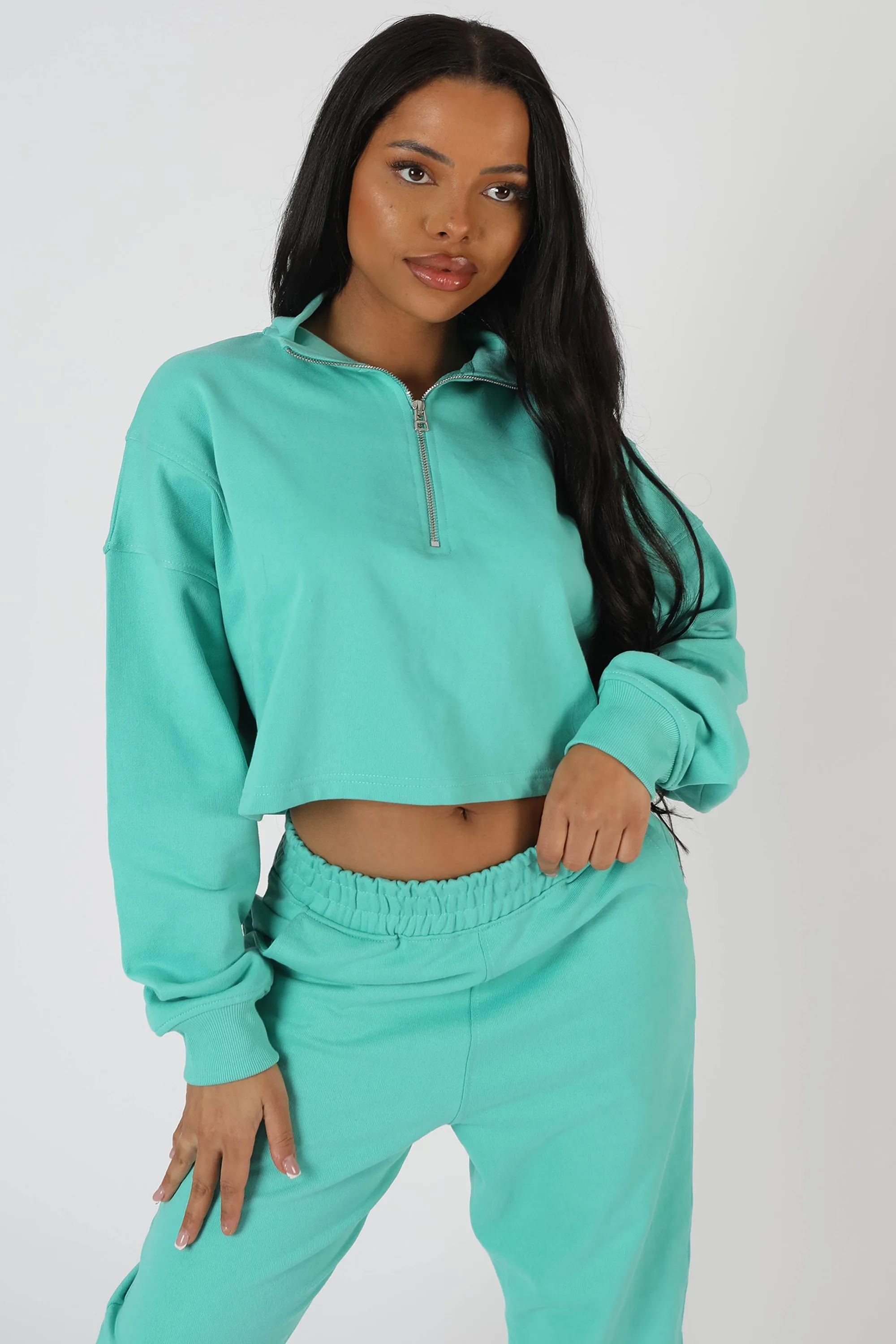 Half Zip Crop Sweatshirt Peppermint sold by Public Desire product image thumbnail 2