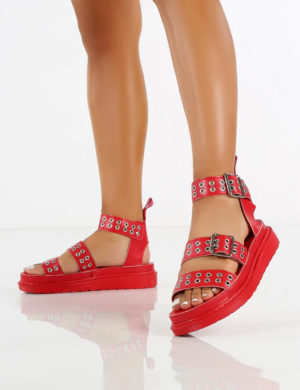 Hype Red Chunky Studded Sandals sold by Public Desire product image thumbnail 3