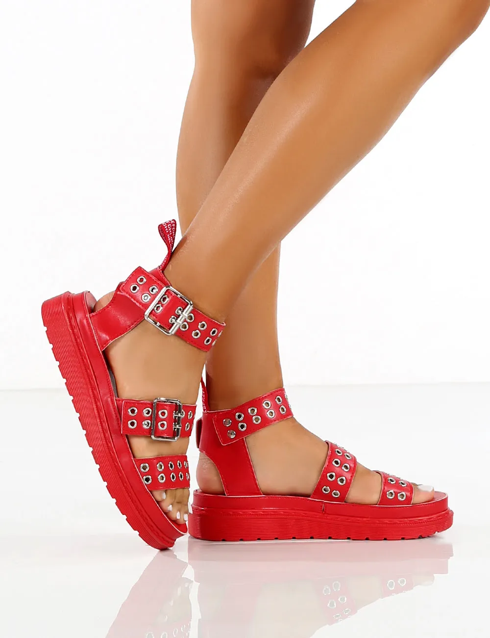 Hype Red Chunky Studded Sandals sold by Public Desire product image thumbnail 4
